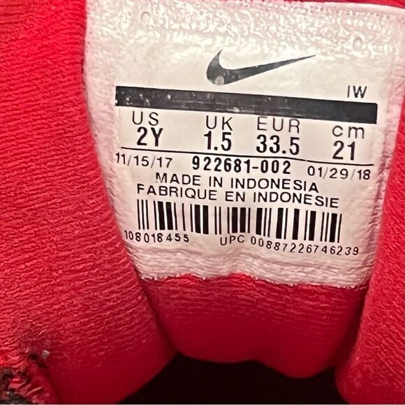 NIKE Hustle Quick Sneakers Youth Sz 2 Red Leather Mesh Cushioned‎ Athletic Shoes - Picture 7 of 15